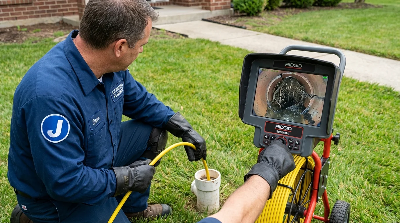 Sewer camera inspection being performed by Johns Plumbing LLC in La Crosse